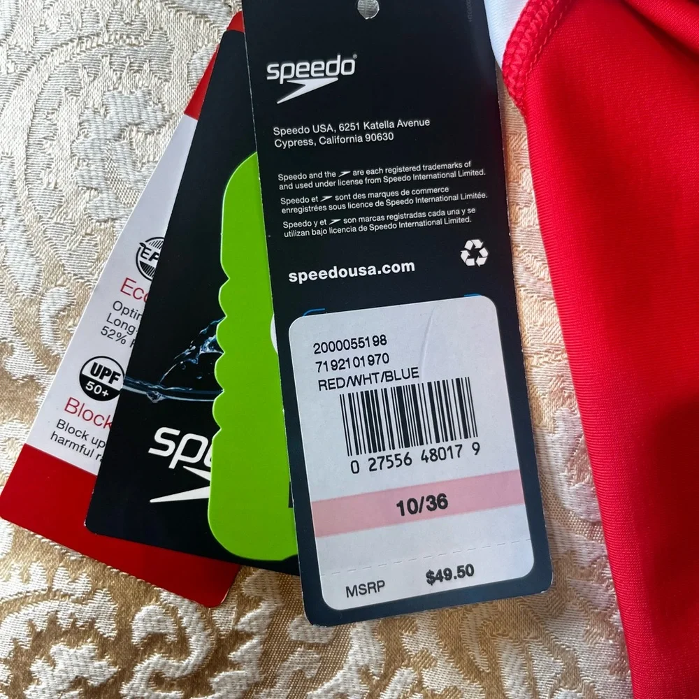 Speedo Blue and Red One Piece Swimsuit for Competitive Swimming. NWT - Picture 8 of 8